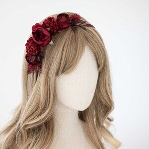 Burgundy Floral Headpiece